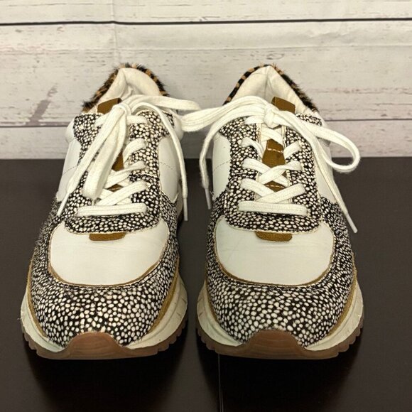NWOB Madewell Kickoff Trainer Sneakers Spottd Animal Print Leather Calf Hair US7 - Picture 1 of 7